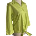 Christopher & Banks  Women Sz Small Petite Green Shirt Collar Tie Front (16-238P) Photo 2