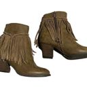 sbicca  womens Brown Leather With Fringe Ankle High Boots, Booties, Size 8.5 Photo 2