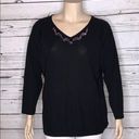 Carole Little  NWT 2X Black Bead Fringe Blouse Photo 0