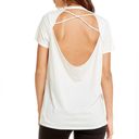 Chaser NWT  Size M Bone White Silk Crewneck Open Back Strappy Short Sleeve Top Photo 8