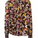 Who What Wear  Black Floral High Neck Silky Blouse size XS Photo 0