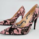 Gucci  Python Embossed Leather & Mesh GG Rhombus Pink  Heel Pumps Size EU 39.5 Photo 9