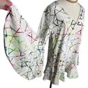 Alexis  Giovanna Flounce Bell Sleeve 100% silk Geometric Mini Dress size L 8-10 Photo 2