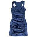 Jessica McClintock Vintage Y2K  Blue Metallic Ruched Cut Out Mini Dress size 4 Photo 1