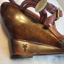 Frye  Colette Braided T-Strap Leather Sandal Wedge Size 9 Photo 10