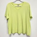 L.L.Bean  Women's Plus 2X Lemon Green 100% cotton VNeck Top Blouse Comfort Tee Photo 0