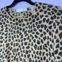 Valerie Stevens  100% Merino Wool Sweater Leopard Print Crew 3/4 Sleeve Medium Photo 1