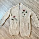 Alya  Floral Embroidered Chunky Knit Cardigan Size S Photo 0