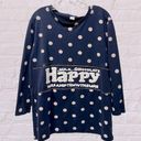 a.n.a  navy blue polka dot zipper pullover sweatshirt hide the happy message Large Photo 0