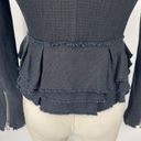 Banana Republic  Tweed Blazer Fitted Peplum Faux Button Zip Collarless Black 2P Photo 7