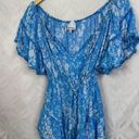 Skylar + Madison  Floral Flirty Sky Blue Ruffle Short Sleeve Romper Size M Photo 0