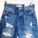 Bermuda KanCan Dark Wash Distressed  High Waist Button Fly Raw Hem Jean Shorts Photo 1