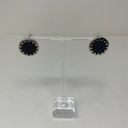 House of Harlow  Silver Gray Leather Inlay Sunburst Stud Earrings  Photo 0