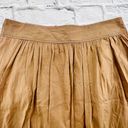 The Loft Ann‎ Taylor Women Tan Cotton Pleated Casual Skirt Size 4 Pull-On Lined Photo 1