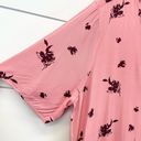 Something Navy  Womens L Short Sleeve Floral Blouse Mauve Pink V-Neck Viscose Photo 6