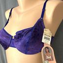 Second Skin Vintage New Adonna Floral Deluster Tulip Demi  Satin Bra 36C Purple Photo 1