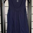 Lands'End  Ruffled Sleeveless Scoop Neck Tank Top Blouse Navy Blue XXS Photo 1