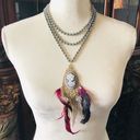 Handcrafted filigree cameo gray Czech Pearl genuine ruby gemstone clasp necklace Photo 1