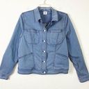 CAbi  Locomotive Light Wash Pinstriped Denim Button Up Jean Jacket #5159 Size L Photo 0