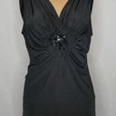 Carmen Marc Valvo  Formal V Neck Sleeveless Blouse Black Floral Appliqué Small Photo 0