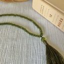 American Vintage Vintage “Ophelie” Green Crystal Tassel Feather Necklace Olive Emerald Rhinestone Photo 8