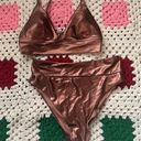 Aerie  Brown Metallic Bikini Swim Suit Two Piece Size Large Photo 1