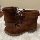 Universal Threads Brown Faux Suede Faux Fur Lined Lace Up Combat Boots Photo 0