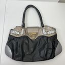 Salvatore Ferragamo Authentic  Gancini Leather Shoulder Tote Bag Black Metallic Photo 1