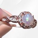 Boutique Elegant Inlaid Opal Fashion Rosy Golden Round Twisted Band Women's Ring Size 8 Photo 6