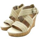 BKE Buckle  Sole Reid Cream & Cork Platform Woven Strap Sandals Women’s Size 8.5 Photo 5