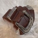 Western Belts for Women, Vintage Design faux Leather Waist Belt with Western-style Buckle for Ladies cowboy brown Photo 1
