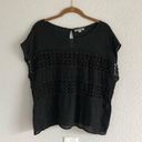 Black Lace Detail Boxy Top Beach Swim Cover Up Size M Photo 0