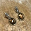 David Yurman  Sterling Silver & 18K Gold Oval Smokey Quartz Drop Dangle Earrings Photo 2