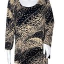 JM Collection  Shirt Womens Large Black Tan Geometric Casual Work Slinky Travel Photo 0