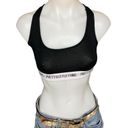 Pretty Little Thing  Logo Sports Bra Black Size XS Racerback Low Impact Cotton NEW Photo 1