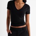 EXPRESS Supersoft Fitted V-Neck Double Layer Tee Photo 0