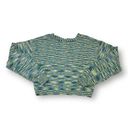 Hollister Blue Green Yellow Striped Cropped Cardigan Sweater Size Medium Photo 4