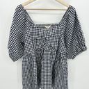 Time And Tru  Top Women 0X NWT Navy Blue White Gingham Short Sleeve Sweetheart Photo 8