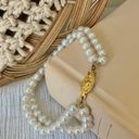 Vintage “Ariadne” Two Stand White Pearl Bracelet Gold Marquise Fishhook Classic Photo 0