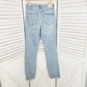 ZARA  Distressed Split Leg High Rise Straight Leg Jeans Light Blue Size 6 Raw Hem Photo 1