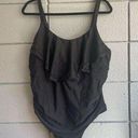 Ava & Viv Women’s Plus  Stencil Cut Frill Black One Piece Swimsuit size 18W in Bl Photo 0