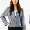 Zyia NWT  Active Drawstrings Lightweight Windbreaker Blue Gray Women’s Large New Photo 8