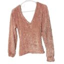 Lush Clothing Lush Rosewood Pink Shaggy V-Neck Knot Back Sweater Size Small Photo 0