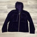 Ralph Lauren Lauren  Purple Velvet Long Sleeve Zip Front Hoodie Size Large Photo 5