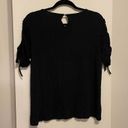 Carmen Marc Valvo Carmen  Black Draw String Sleeve Tee Size Large Photo 5