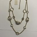 Talbots  Gold Tone Faux Pearl Statement Necklace NWT Double Strand Photo 0