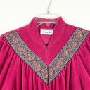 Vanity Fair Vintage  Red Violet Embroidered Maxi Housecoat Robe w/Pockets Size M Photo 4