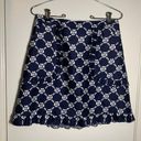 Draper James  NWT blue & white print ruffle hem two pocket back zip mini skirt 6 Photo 0