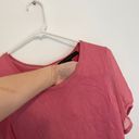 White House | Black Market  WHBM Woven Short Sleeve Top Pink Mixed Media Knit Work Photo 5