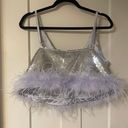 Nana Macs Sequin & Feather Crop Top Photo 1